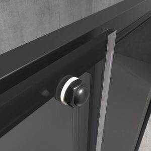 Mampara de ducha NOVUM rectangular 1 fijo - 1 puerta corredera + 1 fijo vidrio 6 mm.  Parsol gris ACERO INOXIDABLE Gun metal