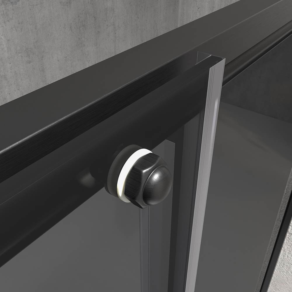 Mampara de ducha NOVUM rectangular 1 fijo - 1 puerta corredera + 1 fijo vidrio 6 mm. Parsol gris ACERO INOXIDABLE Gun metal - Imagen 3