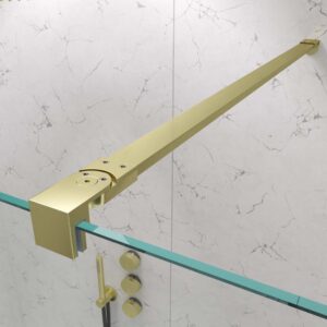 Fijo de ducha mampara ZEN perfil Oro Mate- Vidrio 8 MM con tratamiento anti-cal incluido- Brazo sujección acero inox. extensible