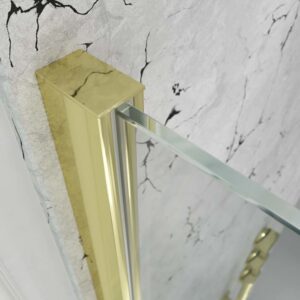 Fijo de ducha mampara ZEN perfil Oro Mate- Vidrio 8 MM con tratamiento anti-cal incluido- Brazo sujección acero inox. extensible