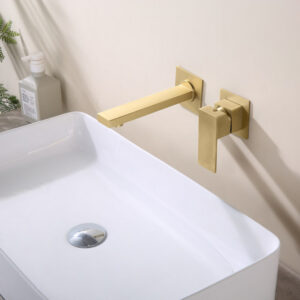 Grifo Monomando de Lavabo Empotrado THUNDER Oro Cepillado