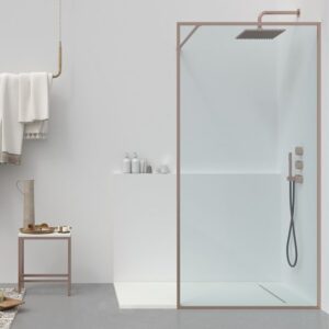 Fijo de  ducha a medida mampara LINE con perfileria enmarcada - Vidrio 8 MM con  tratamiento anti-cal incluido- Brazo sujeción acero inox.