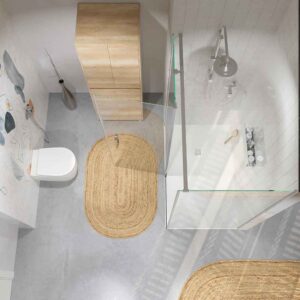 Mampara de ducha rectangular OPEN 2 fijos - 1 puerta abatible a medida CROMO BRILLO