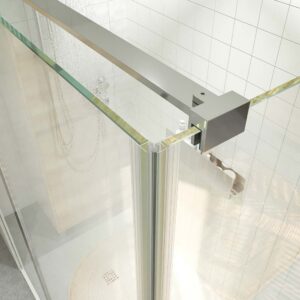 Mampara de ducha rectangular OPEN 2 fijos - 1 puerta abatible a medida CROMO BRILLO