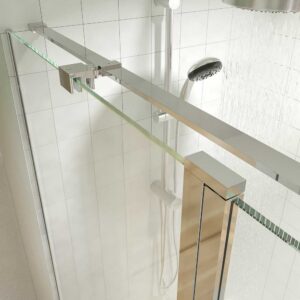 Mampara de ducha rectangular OPEN 2 fijos - 1 puerta abatible a medida CROMO BRILLO