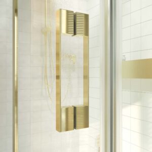 Mampara de ducha rectangular OPEN 2 fijos - 1 puerta abatible a medida ORO MATE