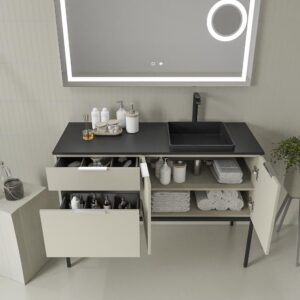 Mueble de baño ELLA con patas 2 cajones - 2 puertas acabado PERLADO