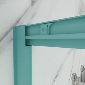 Mampara de ducha rectangular LINEA apertura angular 2 fijos-2 puertas correderas. Sin perfil inferior. Acabado AZUL TURQUESA