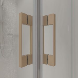 Mampara de ducha rectangular LINEA apertura angular 2 fijos-2 puertas correderas. Sin perfil inferior. Acabado MOKA