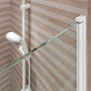 Mampara de ducha frontal OPEN 1 puerta abatible. Acabado BLANCO MATE