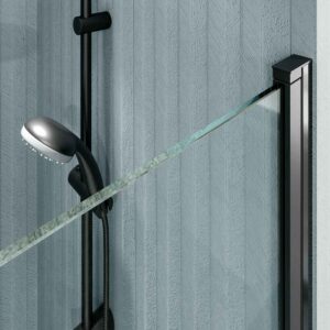 Mampara de ducha frontal OPEN 1 puerta abatible a medida acabado NEGRO MATE