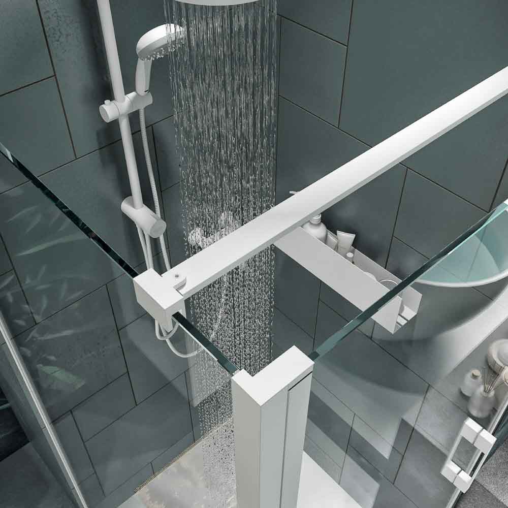 Mampara de ducha rectangular OPEN 1 fijo - 1 puerta abatible fabricada a medida. BLANCO MATE - Imagen 4