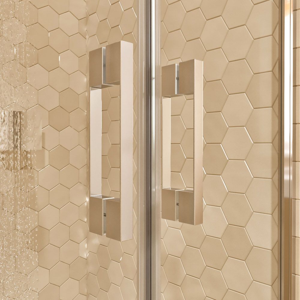 Mampara de ducha frontal OPEN 2 puertas abatibles fabricada a medida. CROMO BRILLO - Imagen 6