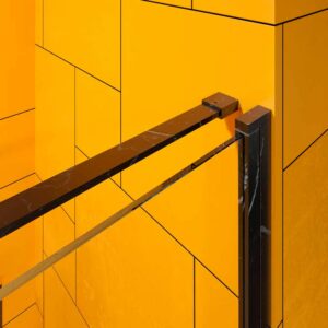 Mampara de ducha rectangular OPEN 2 fijos - 1 puerta abatible a medida. NEGRO MARQUINA
