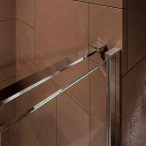 Mampara de ducha rectangular OPEN 2 fijos - 1 puerta abatible a medida. CROMO BRILLO
