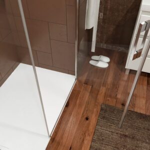 Mampara de ducha rectangular OPEN 2 fijos - 1 puerta abatible a medida. CROMO BRILLO