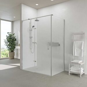 Mampara de ducha rectangular SILEX 2 fijos - 1 puerta abatible a medida CROMO BRILLO