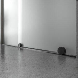 Mampara de ducha ANDREA frontal 1 fijo- 1 puerta corredera VIDRIO MATE rueda inferior . Acabado NEGRO MATE