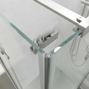 Mampara de ducha rectangular SINTESIS 1 fijo - 1 puerta plegable fabricada a medida . CROMO BRILLO