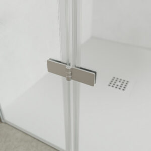 Mampara de ducha rectangular SINTESIS 1 fijo - 1 puerta plegable fabricada a medida . CROMO BRILLO