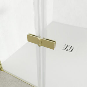 Mampara de ducha rectangular SINTESIS 1 fijo - 1 puerta plegable fabricada a medida . ORO MATE
