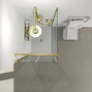 Mampara de ducha rectangular SINTESIS 1 fijo - 1 puerta plegable fabricada a medida . ORO MATE