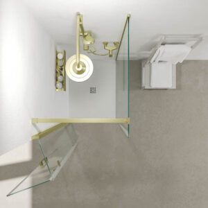 Mampara de ducha rectangular SINTESIS 1 fijo - 1 puerta plegable fabricada a medida . ORO MATE