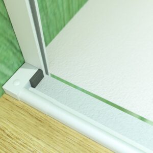 Mampara de ducha VERONA frontal 1 fijo- 1 puerta corredera sin perfil superior . Acabado BLANCO MATE
