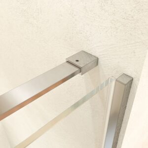 Mampara de ducha VERONA frontal 1 fijo- 1 puerta corredera sin perfil superior .Acabado CROMO BRILLO