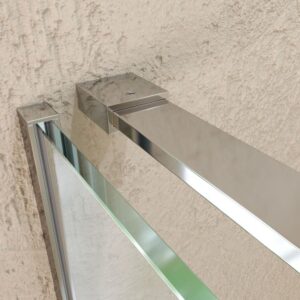 Mampara de ducha VERONA frontal 1 fijo- 1 puerta corredera sin perfil superior .Acabado CROMO BRILLO