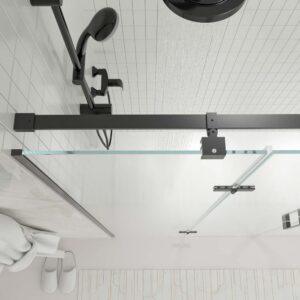 Mampara de ducha frontal SILEX 2 fijos - 2 puertas abatibles fabricada a medida NEGRO MATE