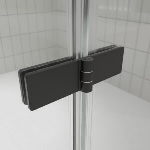 Mampara de ducha frontal SILEX 2 fijos - 2 puertas abatibles fabricada a medida NEGRO MATE