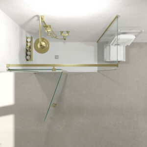 Mampara de ducha rectangular SILEX 2 fijos - 1 puerta abatible a medida ORO MATE
