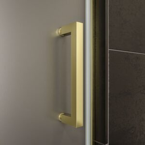 Mampara de ducha AXER frontal 1 fijo - 1 puerta corredera vidrio mate 6 mm. ACERO INOXIDABLE acabado ORO MATE