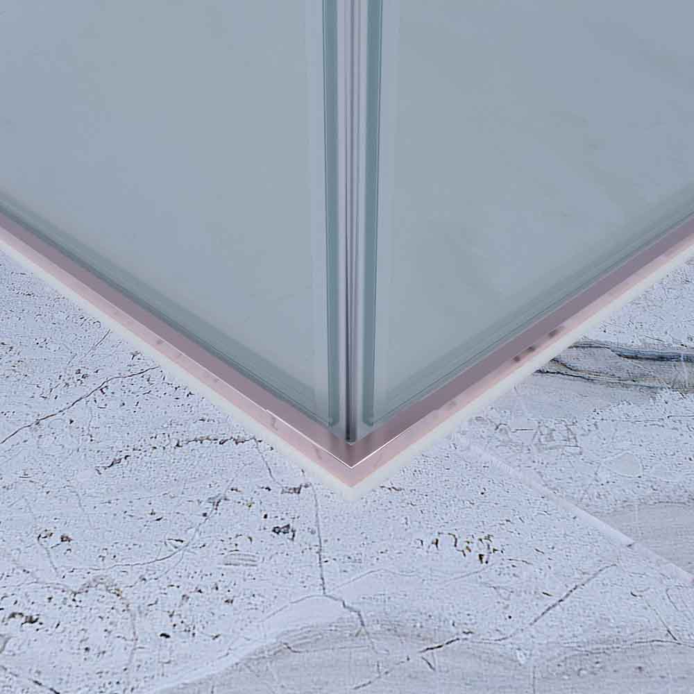 Mampara de ducha PETRA rectangular 2 fijos - 2 puertas correderas vidrio 6 mm. ACERO INOXIDABLE acabado ORO ROSA - Imagen 7