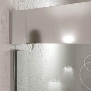 Mampara de ducha TECH STEEL frontal 1 fijo - 1 puerta corredera vidrio 8 mm. ACERO INOXIDABLE