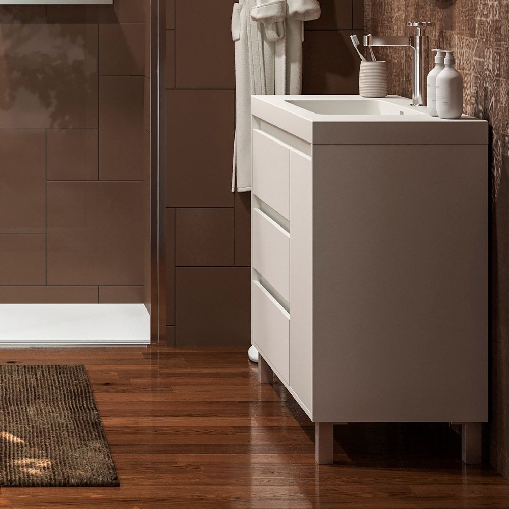 Mueble de baño con patas 3 cajones / 1 puerta CARMEN acabado BLANCO - Imagen 4