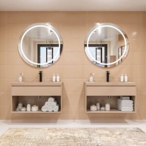 Mueble de baño suspendido 1 cajón / 1 hueco CARMEN con lavabo resina acabado MOKA
