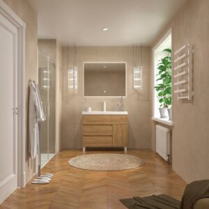 Mueble de baño con patas 3 cajones / 1 puerta CARMEN acabado ROBLE CLARO