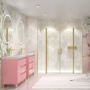 Mueble de baño con patas 3 cajones / 1 puerta CARMEN acabado ROSA PALO