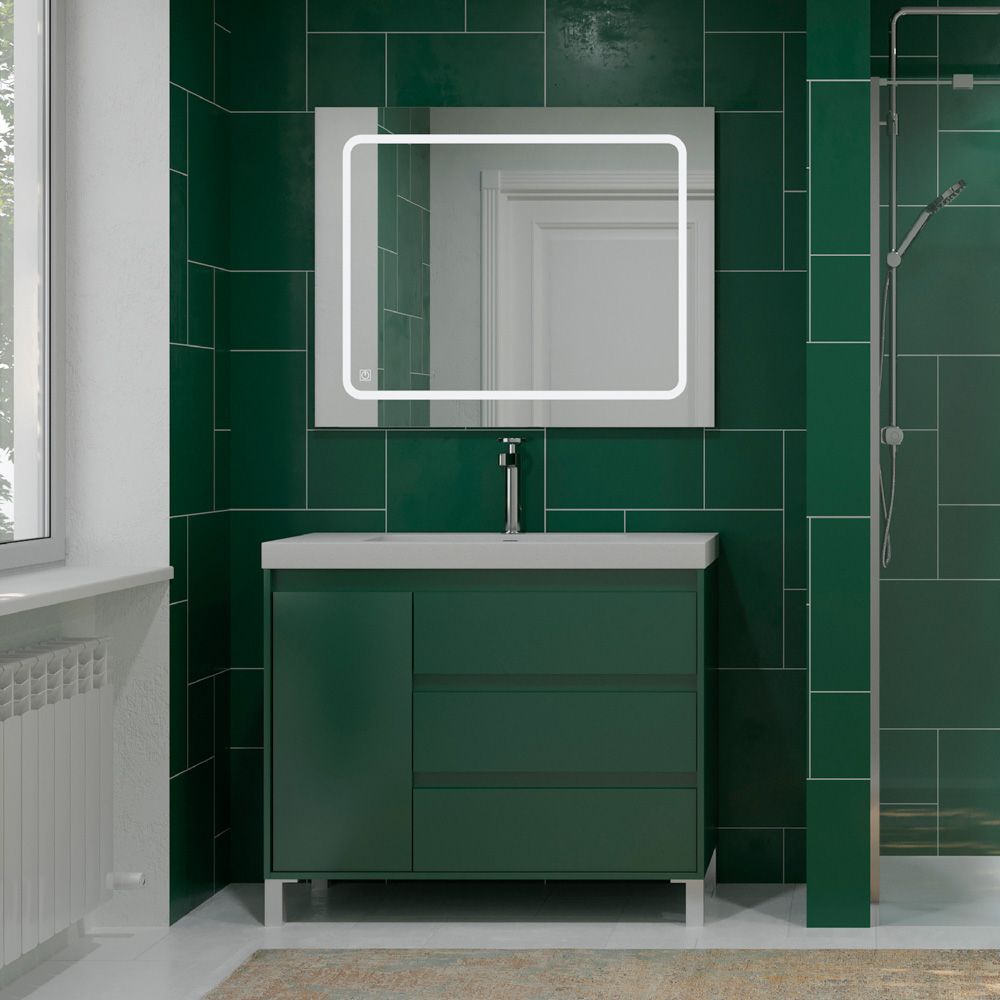Mueble de baño con patas 3 cajones / 1 puerta CARMEN acabado VERDE OLIVO - Imagen 2
