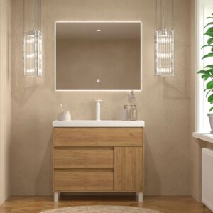 Mueble de baño con patas 3 cajones / 1 puerta CARMEN acabado ROBLE CLARO
