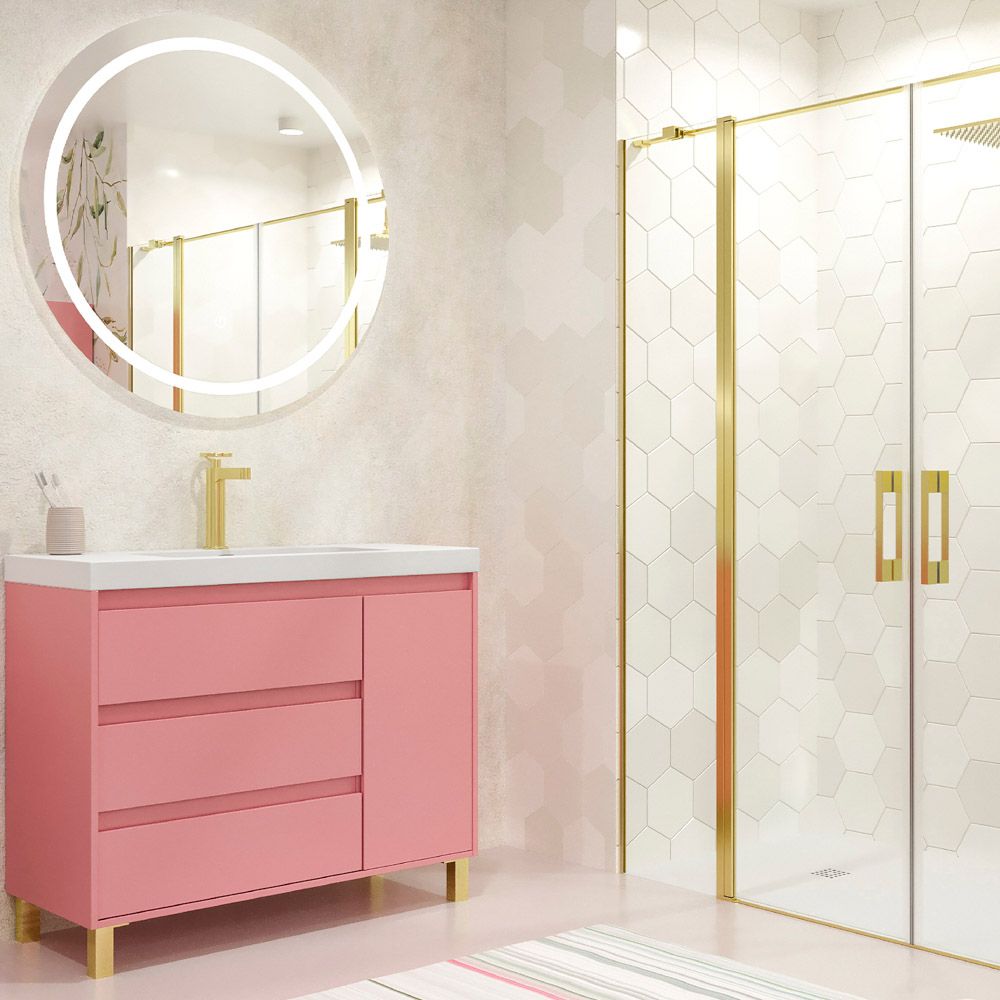 Mueble de baño con patas 3 cajones / 1 puerta CARMEN acabado ROSA PALO - Imagen 2