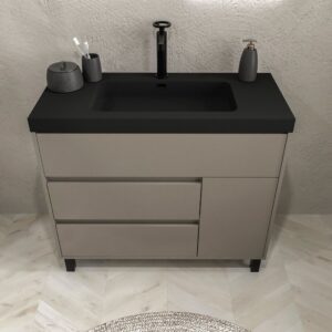Mueble de baño con patas 3 cajones / 1 puerta CARMEN acabado TOPO