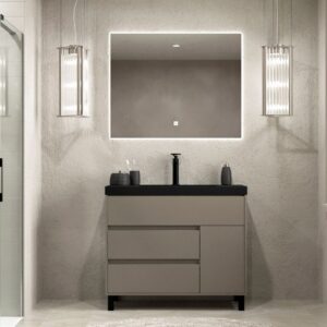 Mueble de baño con patas 3 cajones / 1 puerta CARMEN acabado TOPO