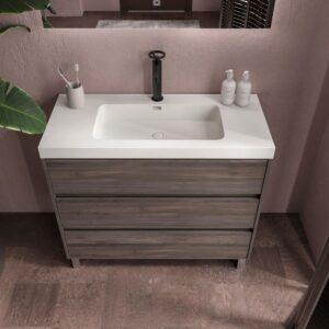 Mueble de baño con patas 3 cajones CARMEN acabado OLMO WABI