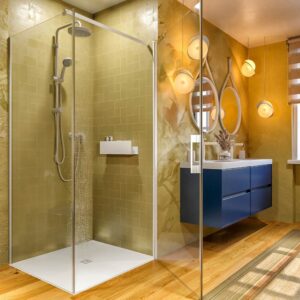 Mueble de baño suspendido 120 cm 4 cajones CARMEN con lavabo doble 2 senos resina acabado AZUL COBALTO