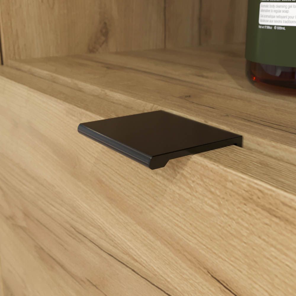 Mueble de baño ELLA con patas 2 cajones - 1 puerta con tapa SOLID SURFACE acabado ROBLE CLARO - Imagen 2