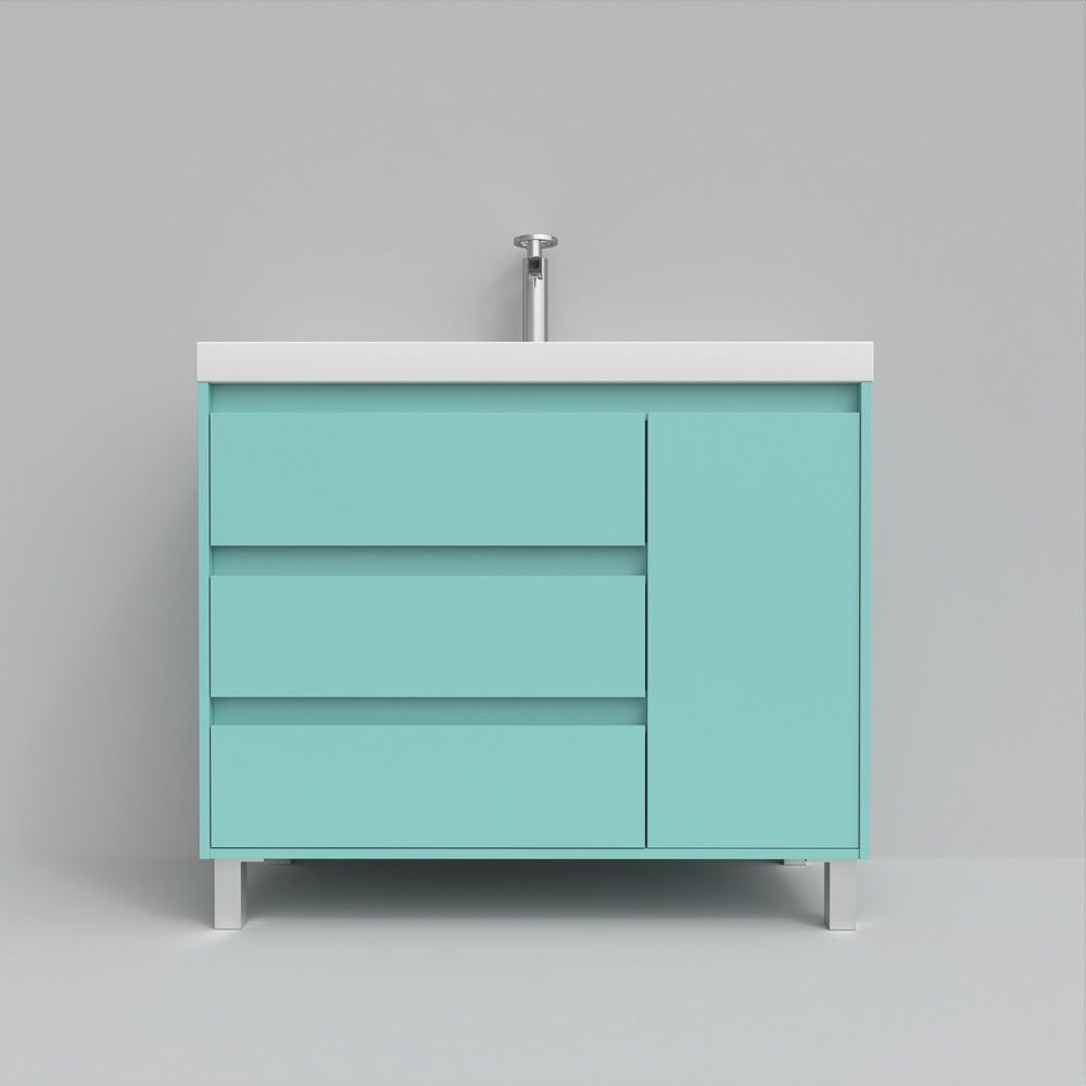 Mueble de baño con patas 3 cajones / 1 puerta CARMEN acabado GRAFITO - Imagen 7