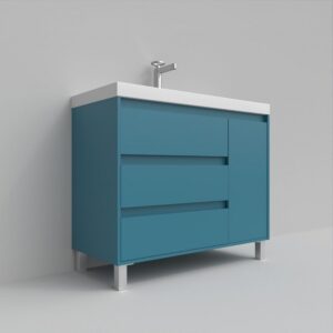 Mueble de baño con patas 3 cajones / 1 puerta CARMEN acabado GRAFITO